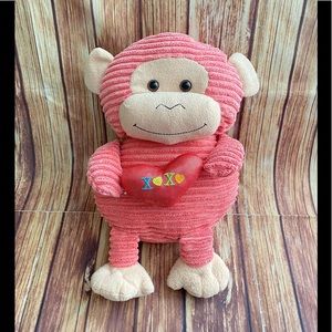Animal Adventure Coral Monkey Plush Holding a Heart  XOXO Stuffed Animal 2015